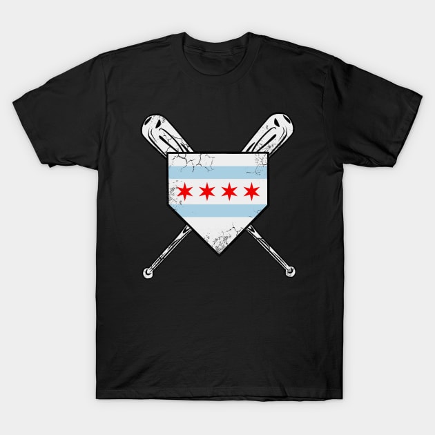 Chicago Flag Baseball Home Plate Sports T-Shirt by E